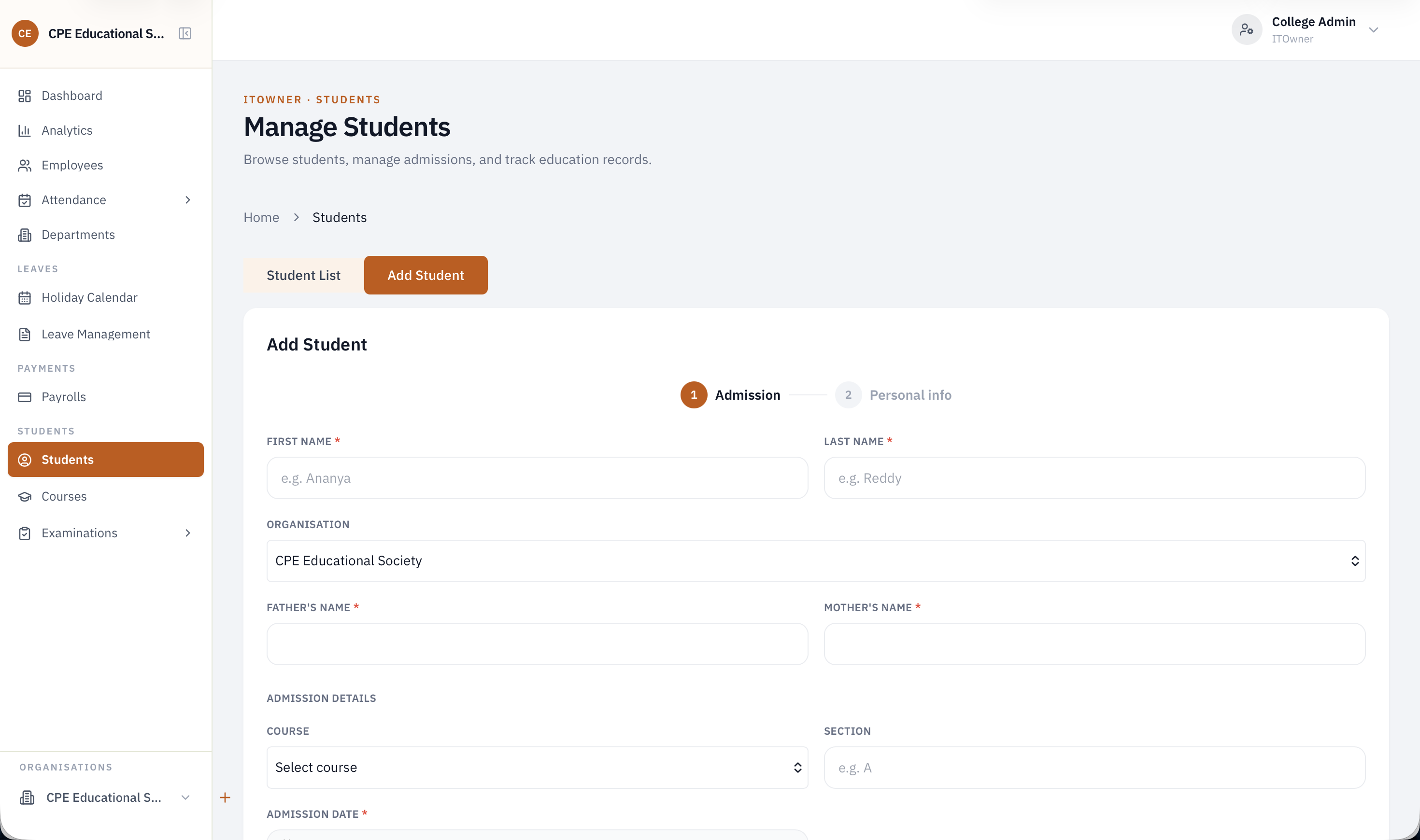 CPE College – College Management & ERP Portal — view 6